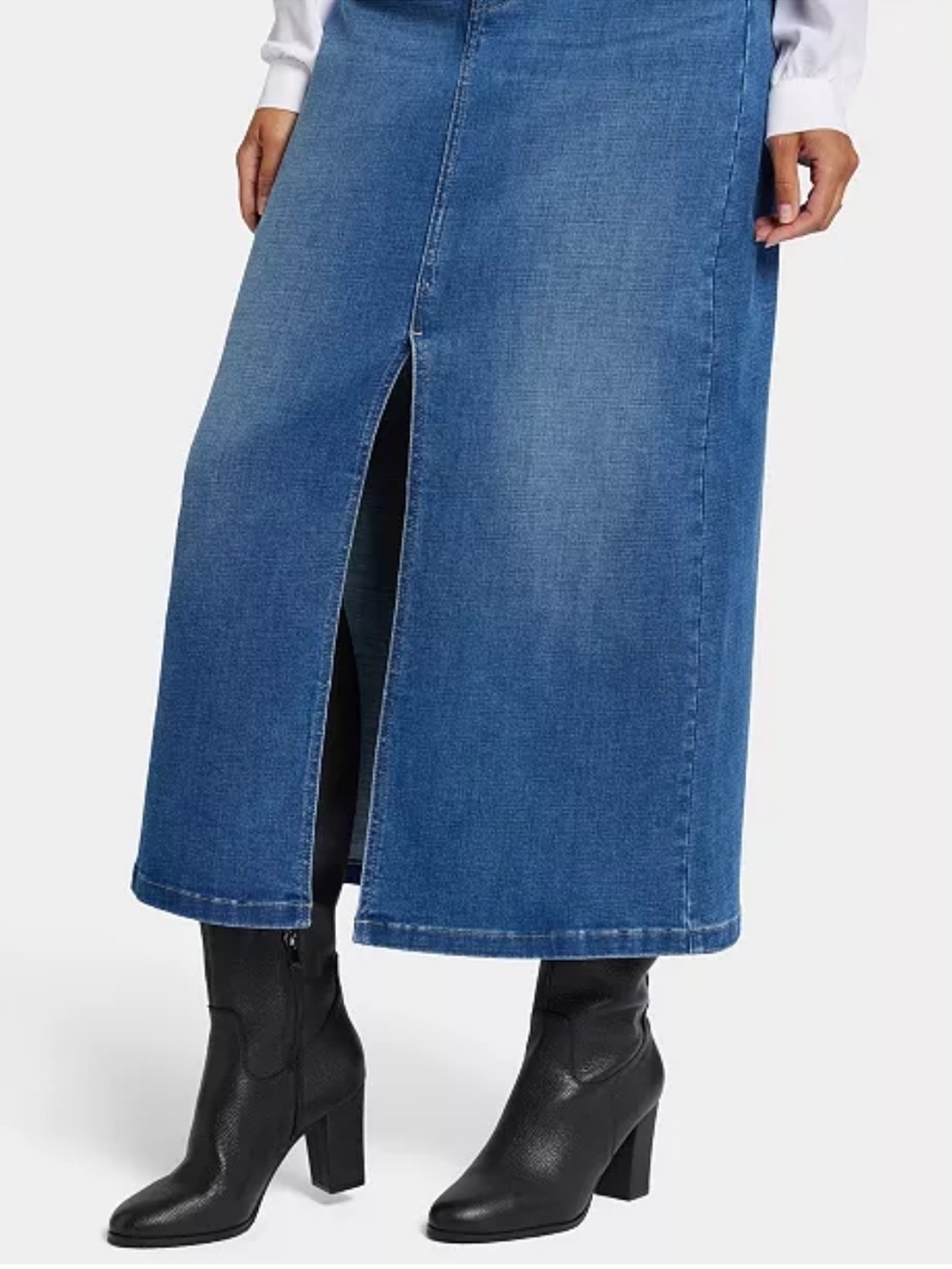 NYDJ High Rise Long Skirt Denim Maxi Front Slit Fairmont Size 10 - Picture 5 of 8